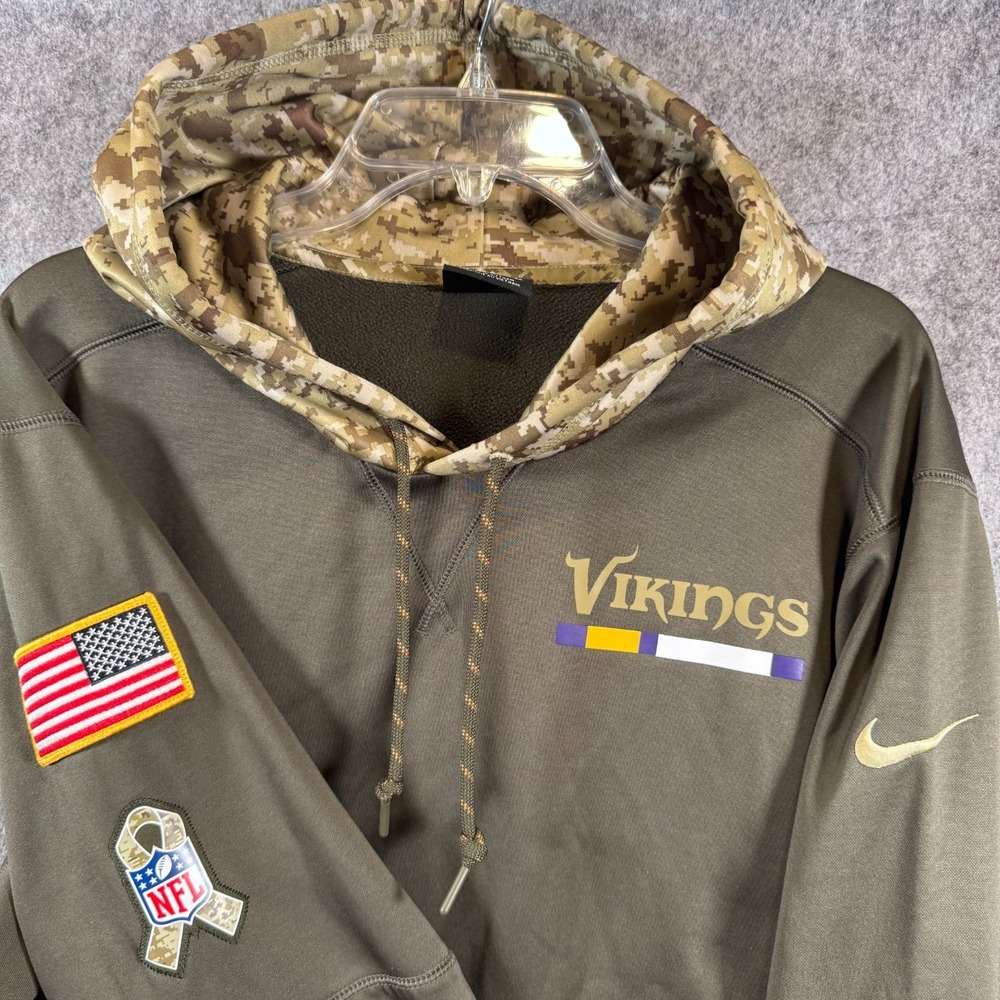 Nike Minnesota Vikings Salute To Service Hoodie Mens XL Military Green NFL